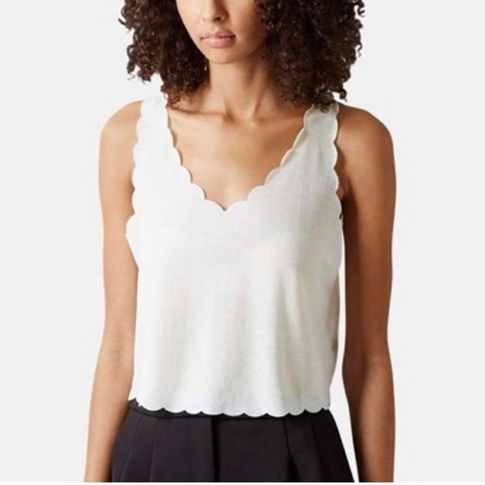 Topshop White Scallop Edge Tank Top